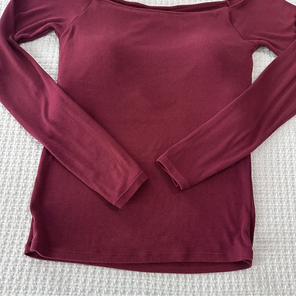 Klassy Network Off Shoulder Longsleeve Brami Top Womens Large Dark Cherry Padded - Picture 4 of 7